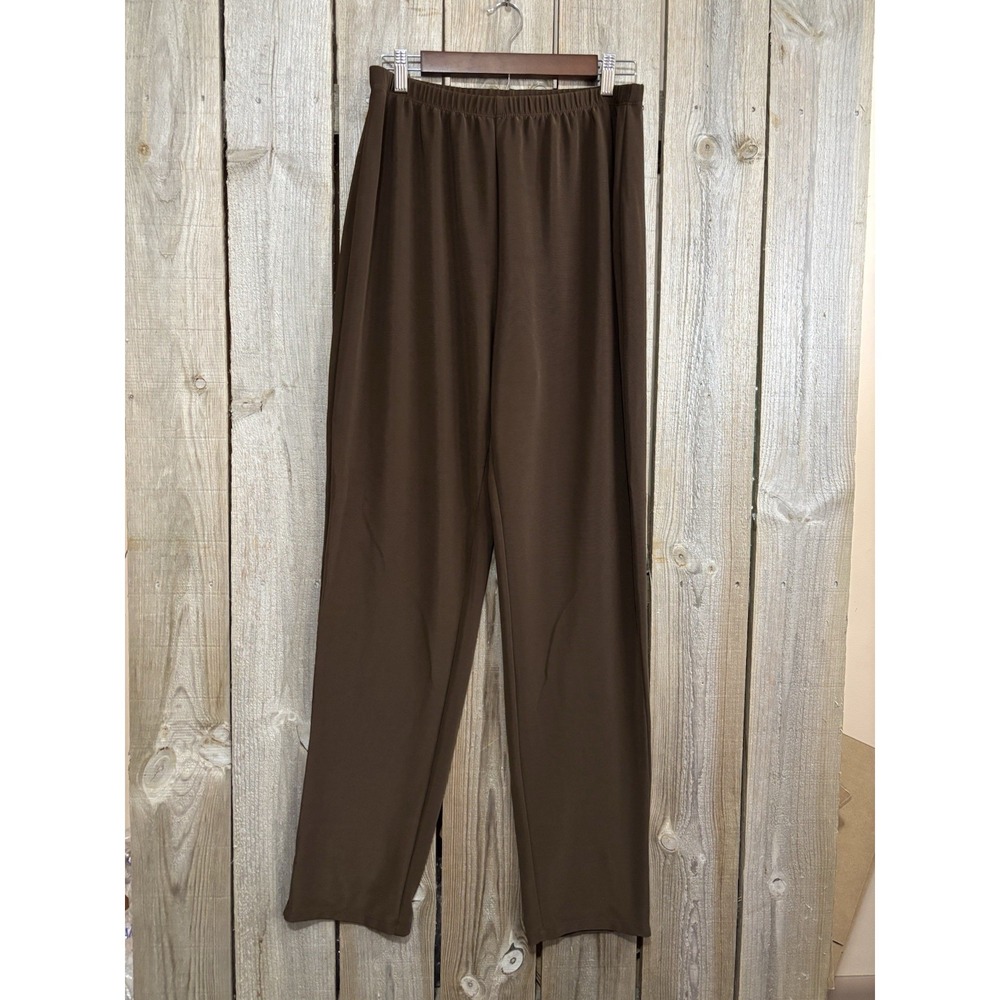 Susan Graver Essentials‎ Liquid Knit Pants Womens MT Brown Pull On Stretch